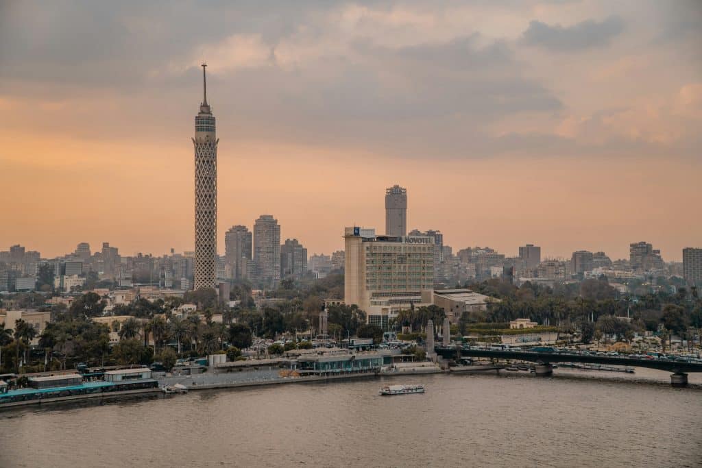 Photo of the city of Cairo in Egypt, overlooking the famous tower.