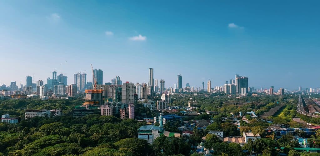 Aerial photograph of the financial centre with tall buildings in Mumbai